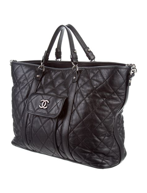 black chanel tote bags|large zipped shopping bag chanel.